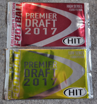 2017 Sage Hit Premier Draft Football 1 each high/low # packs- See Full Checklist
