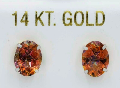 AZOTISCHER TOPAS 5,30 kt OHRSTECKER 14 K WEISSGOLD - Made in USA - neu mit Etikett