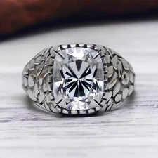 Moissanite Gemstone With 925 Sterling Silver Groom Ring For Men's #AL817