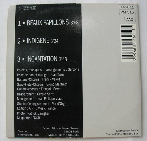 GARCONS (CD Single) BEAUX PAPILLONS - Picture 2 of 2
