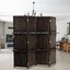 6ft tall rattan room divider screens with partition wall 2display shelves,4panel