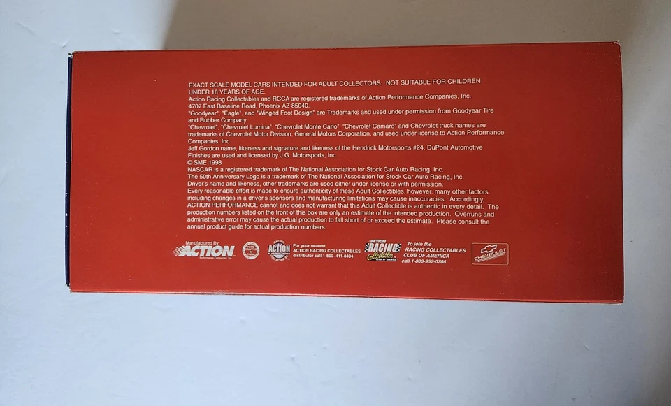 Coche de carreras NASCAR 1:24 #24 Jeff Gordon 1998 Monte Carlo Du Pont Foto 3 de 4