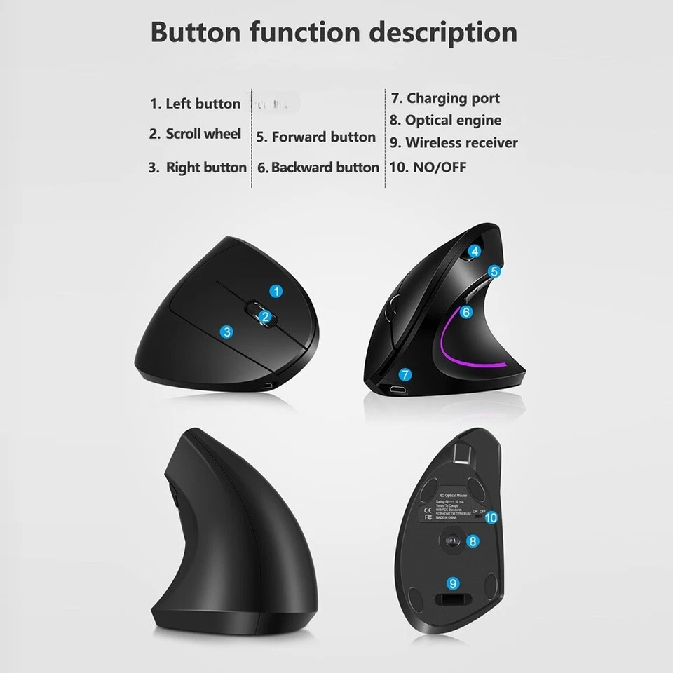 2.4G  Vertical  Rechargeable Upright Ergonomic  3 R3A8 - Image 4 of 4