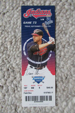 CLEVELAND INDIANS VS ROYALS 9/12/2008 FULL TICKET ~ JOSE GUILLEN (2 HRs)