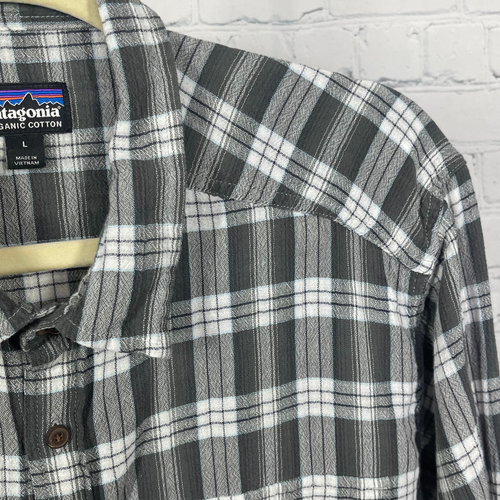 Patagonia Plaid Shirt Men Large Plaid Button Up Organic Cotton Light Flannel - Picture 9 of 13