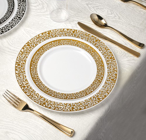 Shiny Gold Plastic Cutlery Wedding Set - 120 Spoons, 120 Forks, 120 Knives - Picture 10 of 10
