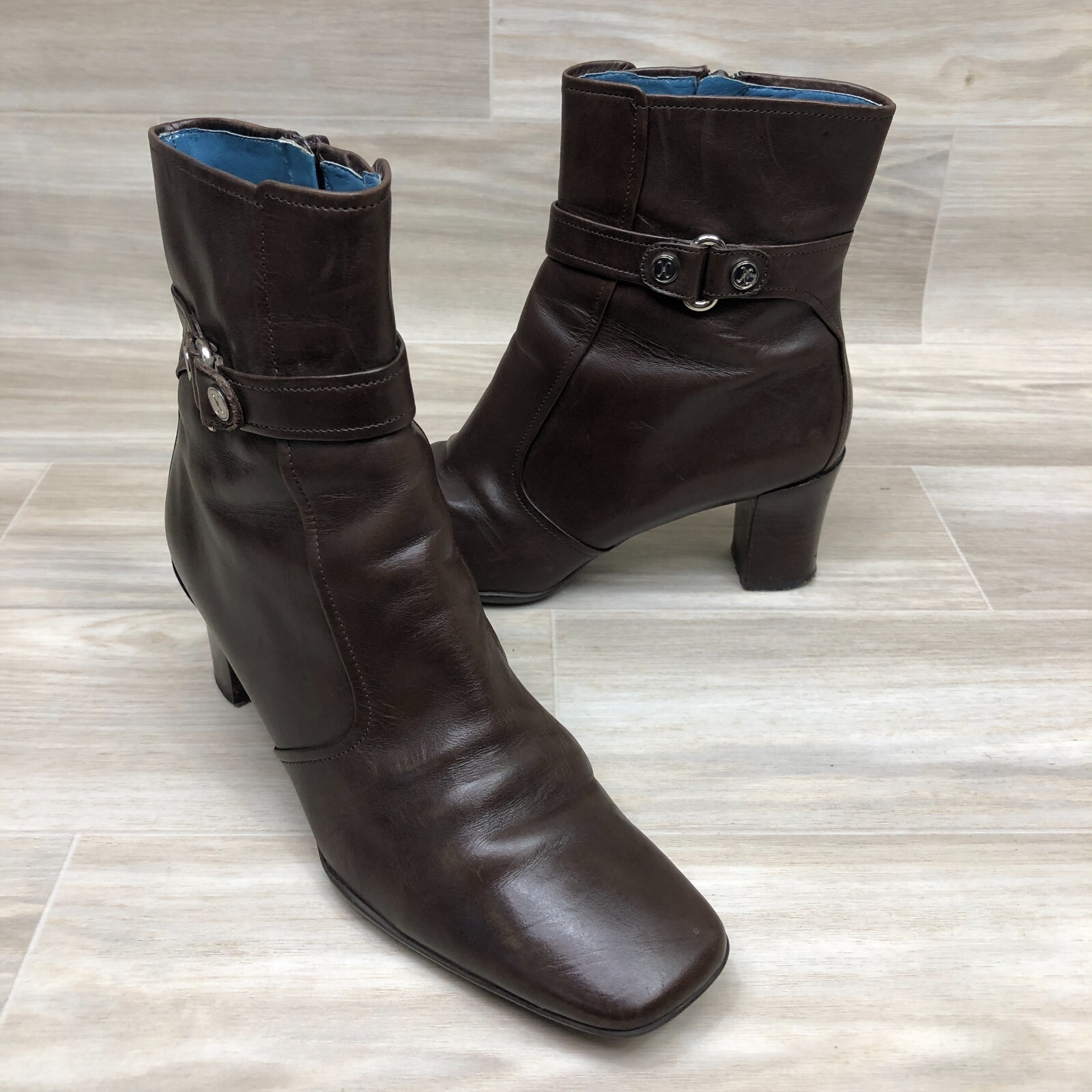 Cole Haan Women's Brown Leather Side Zip High Ankle Boots Booties Size 8.5 B