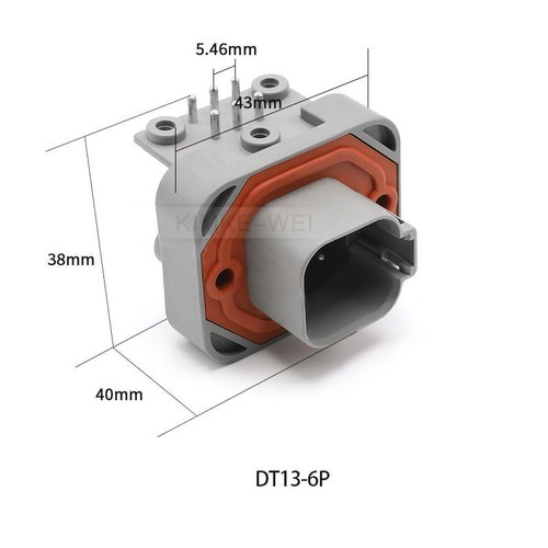 6 Pin Deutsch DT13/06 Series PCB Panel Male&Female Connector Kit DT13-6P/DT06-6S - Picture 3 of 4