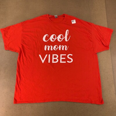 Gildan Adult Size 4XL Red Cotton Cool Mom Vibes Graphic Print Short Sleeve Tee