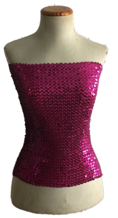 DISFRAZ TOP LENTEJUELAS ELASTICO TALLA:ÚNICA ( M) CARNAVAL HALOWEEN .Nuevo.78