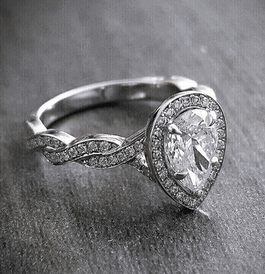 Ct Halo Pear Brilliant Cut Diamond Twist Engagement Ring G