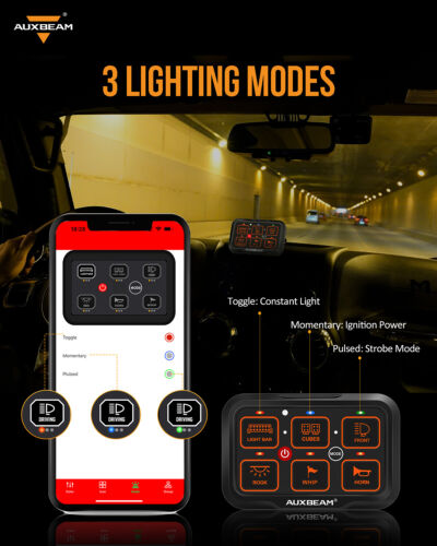 AUXBEAM 6 Gang AR-600 RGB Switch Panel Relay Control System For Toyota Tacoma - Picture 3 of 12