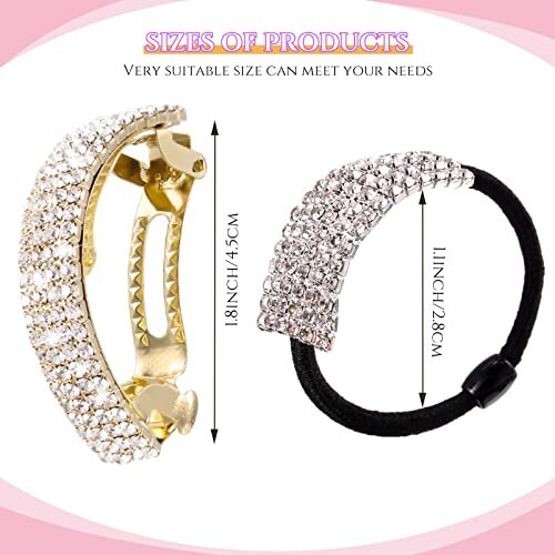 4 Pieces Rhinestone Barrette Glitter Hair Tie Metal Spring Hair Clip Crystal ... - Picture 2 of 7