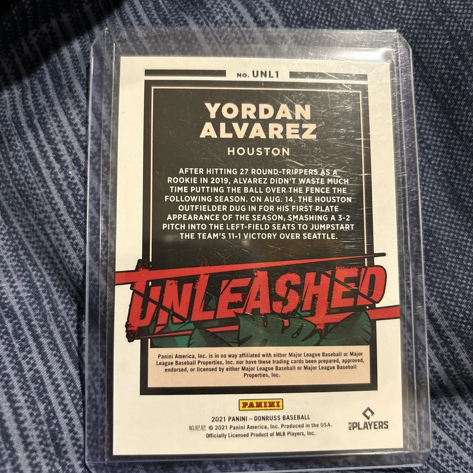 2021 Panini Donruss - Unleashed Blue #UNL1 Yordan Alvarez 219/ 249 - Image 2 of 2