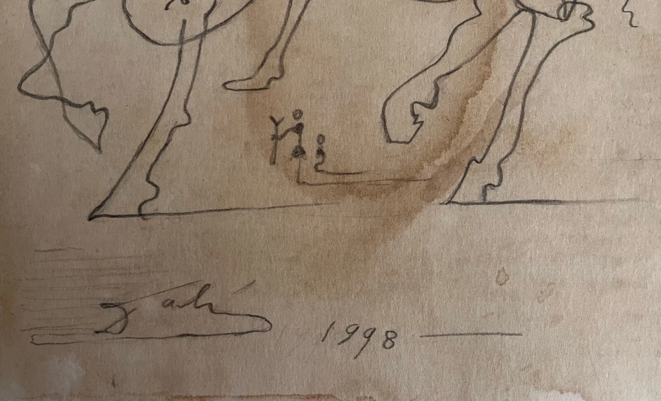 Raro dibujo surrealista único, jinete de caballo, firmado Salvador Dalí Foto 4 de 4