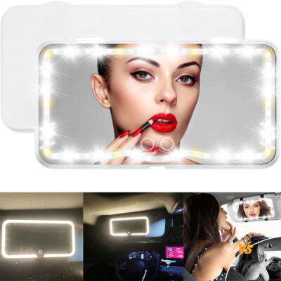 50 LEDs Car Sun Visor Vanity Mirror Rechargeable Makeup Mirror with 3Light Modes