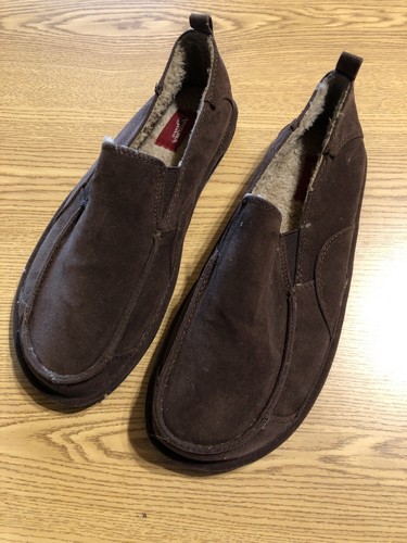 Arizona Mens Slippers Fur Lined Brown Retail $29 (ag-grn-18) - Picture 1 of 7