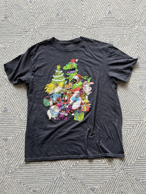 Nickelodeon NickToons Christmas Holiday T-Shirt - Grey - Large