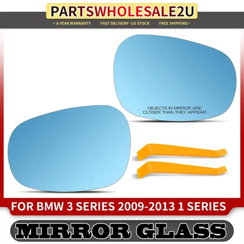 2x Driver & Passenger Blue Mirror Glass w/ Heated for BMW 125i 320i 335i xDrive