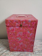 Vintage 1960s 60s Wig Storage Box Pink Floral Flower Vinyl Carry Case