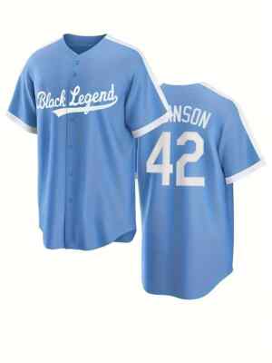 Custom Robinson #42 Black Legend Baseball Jersey Blue Stitched