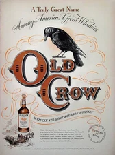Old Crow bourbon rye whiskey ad reproduction steel sign bar decor