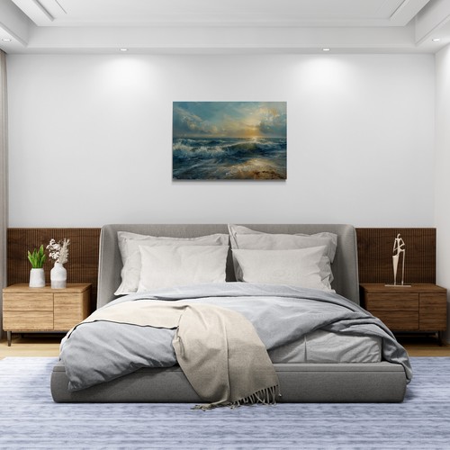 Beach Wave Sunset Seascape Canvas Picture Print Wall Art - Picture 5 of 9