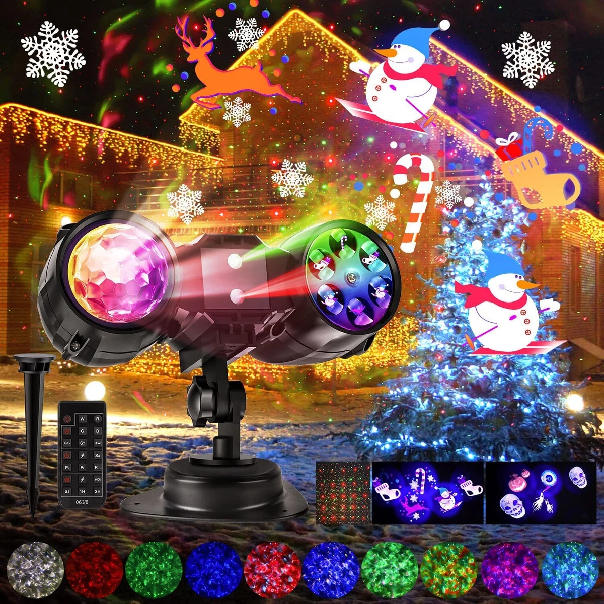 3-In-1 HD Brighter Pattern Laser Christmas Projector Lights Holiday Party  Light