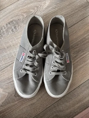 Superga Grey Canvas Trainers Sneakers Ladies Size 5 EU 38