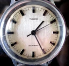 TIMEX  MENS  1971 SILVER DIAL  AUTOMATIC WIND 35MM  STRETCH STRAP PATINA WORKS