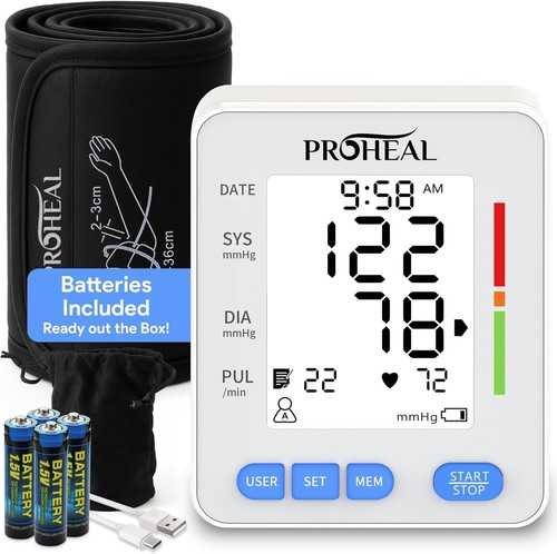 Auto Blood Pressure Monitor - Large Arm Cuff - Digital LCD - 3 User 240 Memory