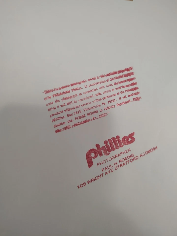 FOTO OFICIAL PHILLIES Rose Schmidt Carlton autografiada 8x10 única en su clase Foto 2 de 2