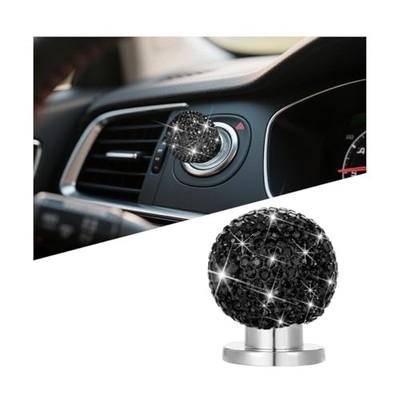 Bling Car Push Start Button Cover, Crystal Rhinestone One Touch Vehicle Black