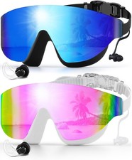 Swim Goggles, Frameless Wide View Swimming Goggles, Anti-Fog Anti-UV No Leaking