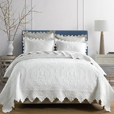 Cotton Quilt Bedding Set Reversible Lightweight Coverlet All Seasons 3 Pieces