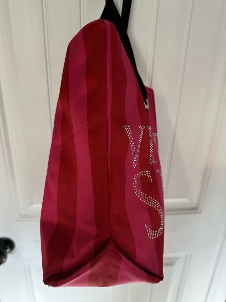 Victorias Secret Large Tote Beach Bag Red/Pink/Black With Crystals In EUC! - Image 4 of 4