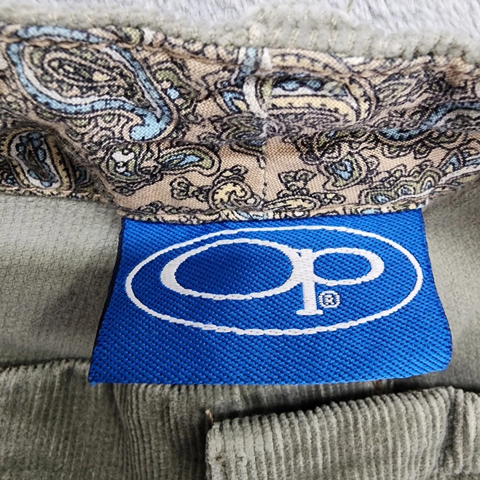 Vintage OP Pants Womens 5 Juniors Green Corduroy Mid Rise Corduroy Capri Beach - Image 4 of 4