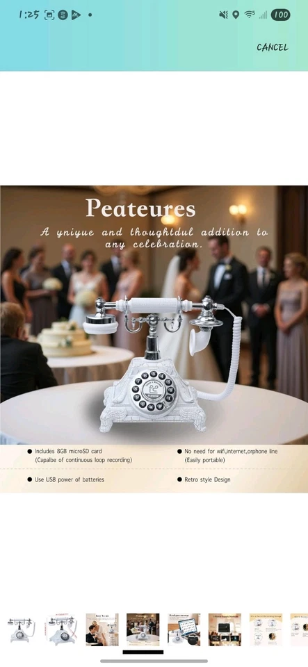 Audio Libro de Invitadas Boda Teléfono, Audio Libro de Visitas Teléfono Estilo Vintage Audio Mensaje Foto 4 de 4