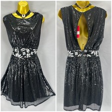 Bnwt Boohoo black Jamie floral sequin above the knee skater dress size 12