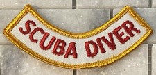 Scuba Diver Scroll Tab Patch Iron On Embroidered NEW Unused 4 Inch Long