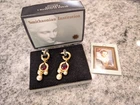 Vintage Avon Smithsonian Queen Elizabeth  Red Rhinestone & Faux Pearl Earrings