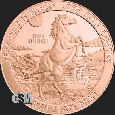 #ad 20X 2026 Chinese Lunar Year Of The HORSE 1 oz .999 Fine COPPER Round PRESALE $47.95