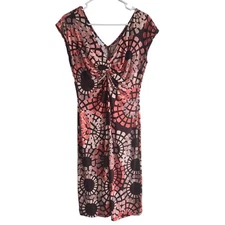 Vintage Lady Hathaway Womens Sz 8 Midi Dress Brown and Peach Abstract