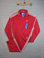 Adidas Firebird Tracksuit Jacket  Pants Set Medium Mens Red White Full Zip