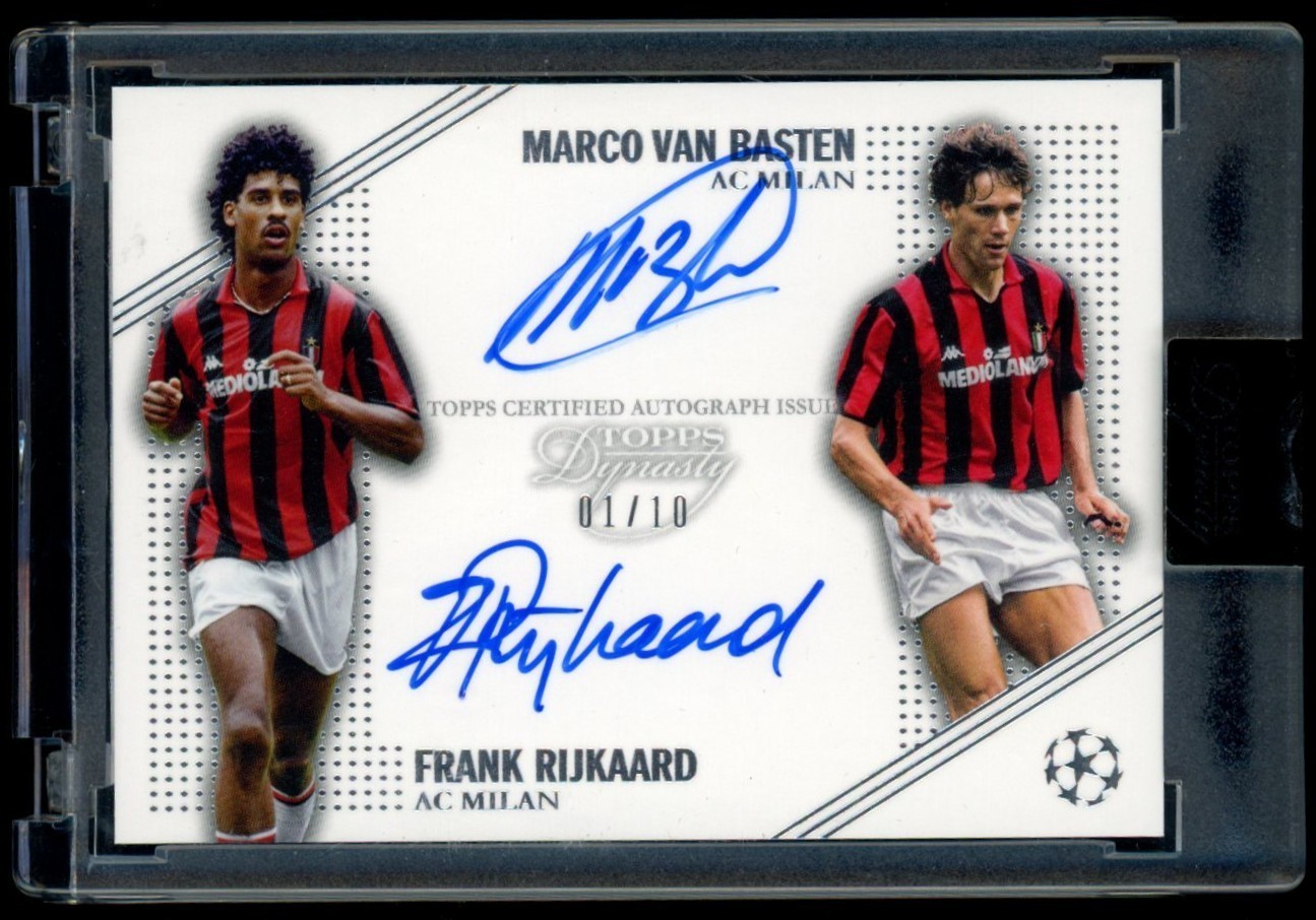 22-23 Topps Dynasty UCL Frank Rijkaard Marco Van Basten Dual Auto /10 AC Milan view 1