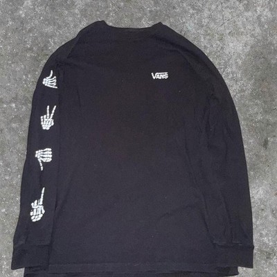 Vans Skeleton Hand Graphic Long Sleeve T-Shirt Mens Medium Black Classic Fit