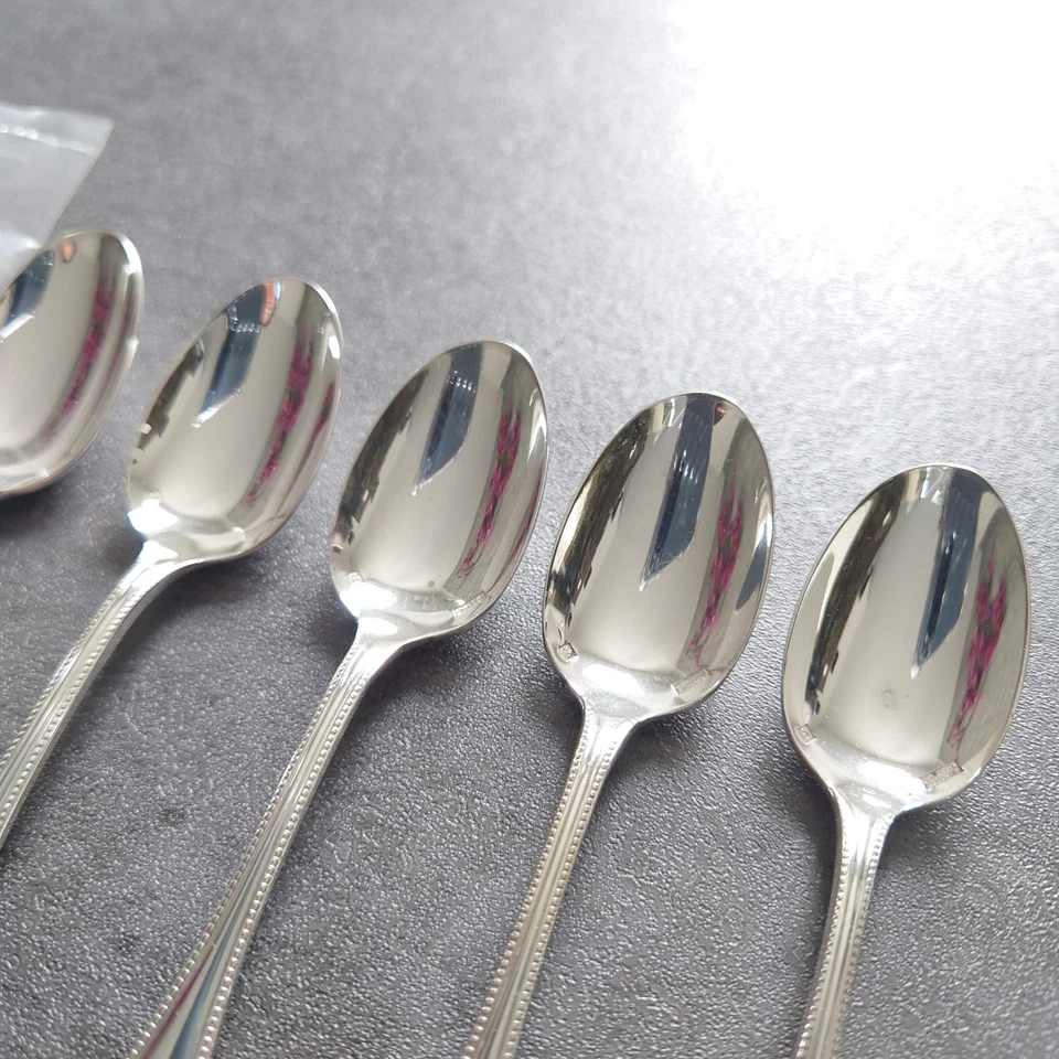 Cuchara Demitasse chapada en plata Christofle Perles 6 piezas excelente Foto 4 de 4