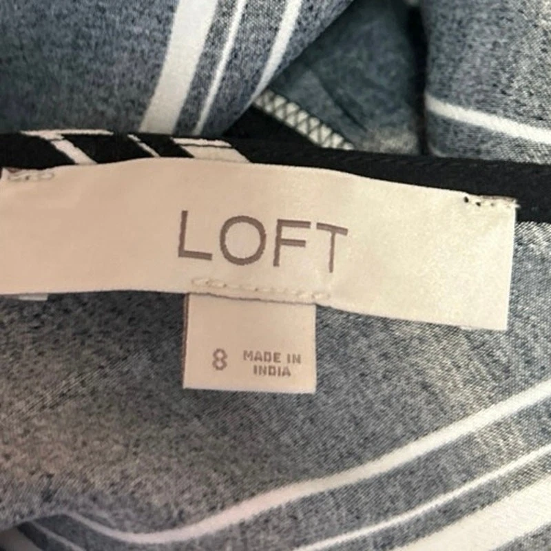 Macacão Ann Taylor LOFT preto branco listrado cintura amarrada sem mangas cami tamanho 8 - Imagem 4 de 4