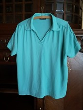 Frank Walder Bluse Größe 42 Türkis Kurzärmelig