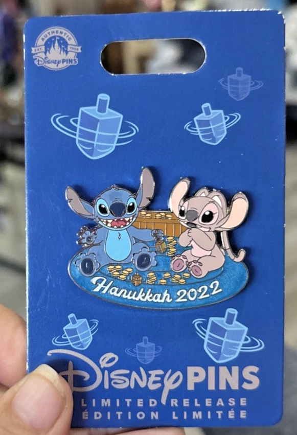 ^New Disney Parks Lilo & Stitch Angel Hanukkah 2022 Holidays dreidel game pin